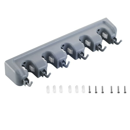 

Wall-Mounted Mop Holder Broom Storage Rack Organizer Kitchen Garden Tools Hanger with 6 Hooks
