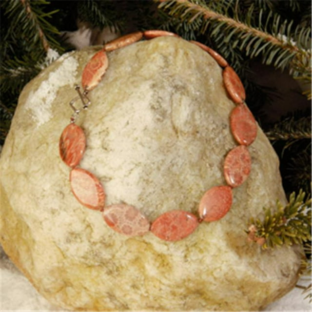 33 x 20 Mm Collier de Fossiles de Marquis Petoskey Plat