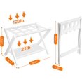 thumbnail image 2 of Luggage Rack, Folding Suitcase Stand with Storage Shelf, Heavy-Duty Luggage Holder for Guest Room Bedroom Hotel, Holds up to 141 lb, White, 2 of 16
