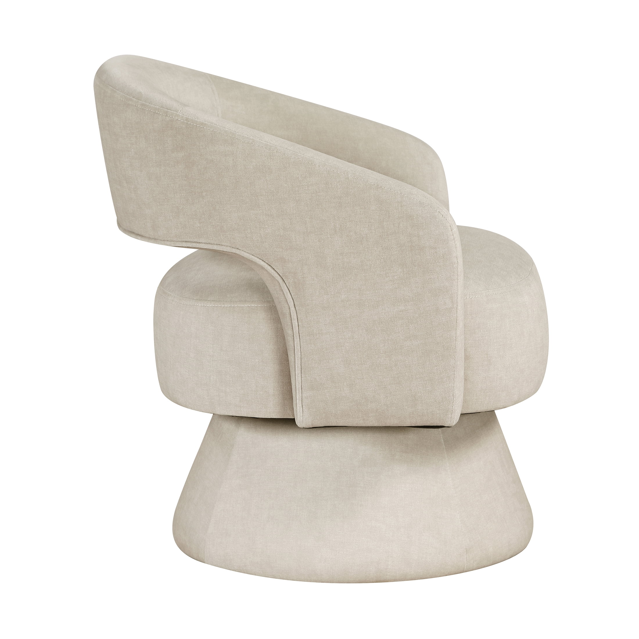 OakvillePark Alderwyn Velvet Swivel Chair with Round Base, Taupe