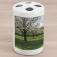 thumbnail image 1 of Tree Ceramic Toothbrush Holder, Cherry Blossoms View in Spring Season, Decorative Versatile Countertop for Bathroom, 4.5" X 2.7", Lime Green Dark Brown, 1 of 4