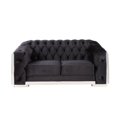 thumbnail image 5 of Benjara Loveseat with Button Tufting and Metal Trim, Black and Chrome, 5 of 5