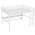 thumbnail image 5 of Metal Queen Size Loft Bed with Power Outlet and LED Lighted, Space-Saving, Noise Reduced, White, 5 of 10