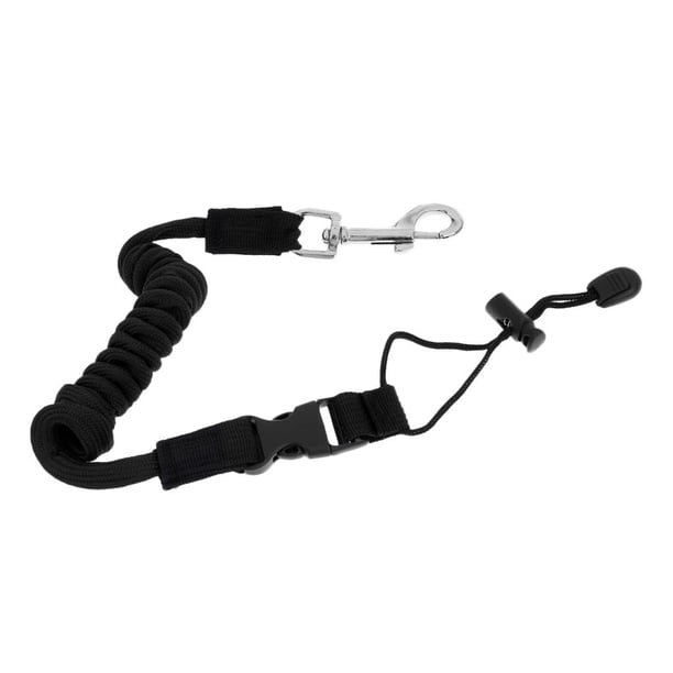 Correa de lujo para kayak de 140 cm / 52 pulgadas de giratorio, soporte seguro para caña r, fuerte elástico , Negro Macarena Correa de la pala de la pesca