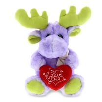 Dollibu I Love You Heart Sitting Purple Moose Plush - 12 inches