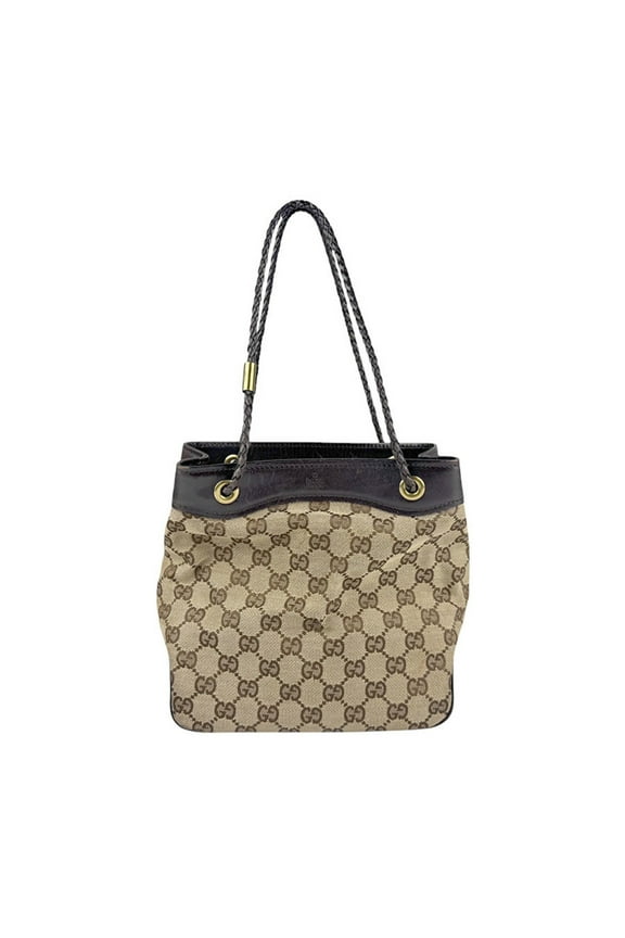 Pre-Owned GUCCI Handbag GG Canvas Leather Beige Brown Gold Women's 109143 z4383 (Good)
