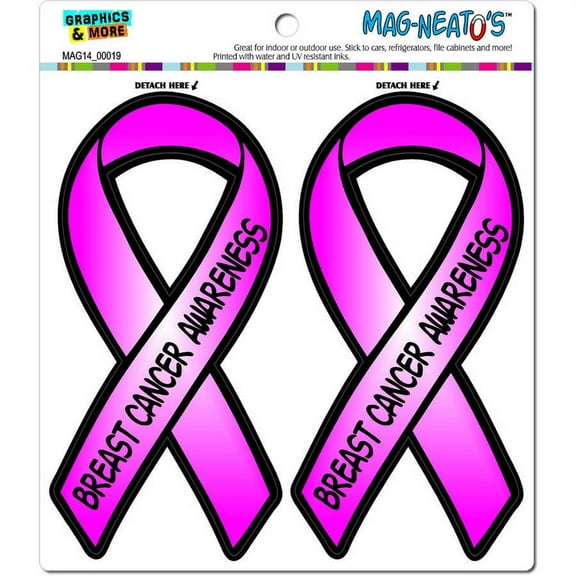 Breast Cancer Awareness Pink Awareness Support Ribbon Automotive Car Refrigerator Locker Vinyl Magnet Set