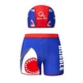 thumbnail image 2 of Bañador infantil con cintura elástica y estampado, tallas medianas a grandes, estilo deportivo, corte corto, parte delantera plana, conjunto de bañador para niño, poliéster., 2 of 6