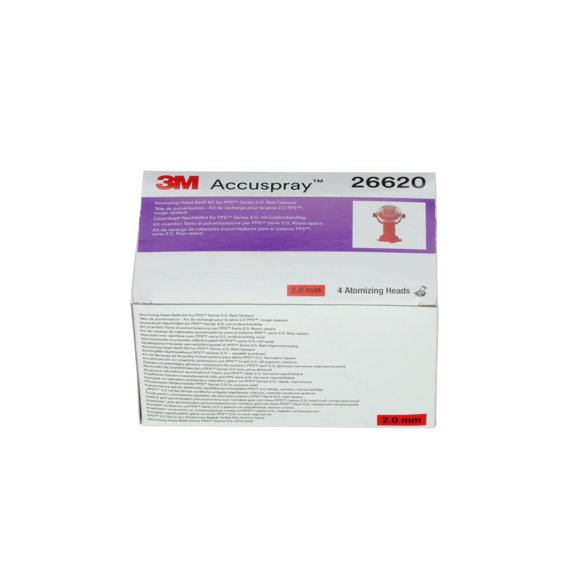 3M Accuspray Atomizing Head Refill Pack for 3M PPS Series 2.0, 26620, Red, 2.0 mm, 4 nozzle per pack, 6 packs per case