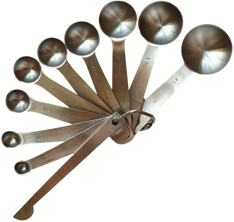 Steel Material Heavy Duty 5 Measuring cups and 6 Measuring Spoons and 2 Rings Pack 13pcs 304 Lucky Plus Stainless Steel Measuring Cups and Spoons Set 18/8