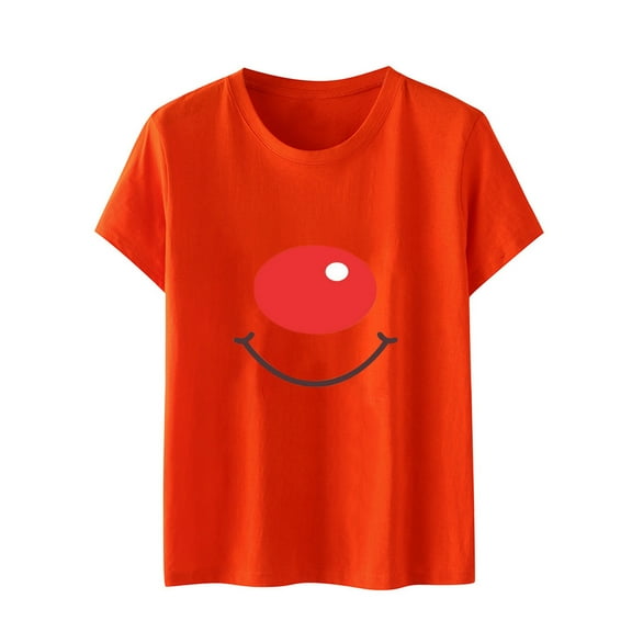 IROINNID Womens Casual Short Sleeve Cute Printed Round Neck Basic T-Shirt