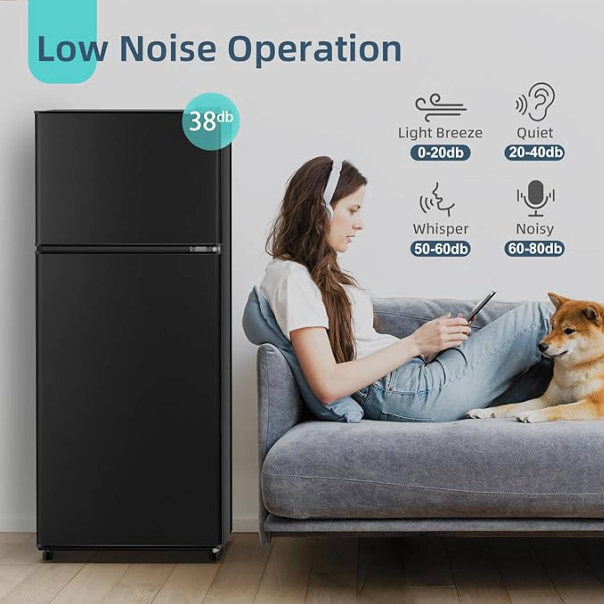 3.8 Cu.Ft Mini Fridge Freezer, 2 Door Small Refrigerator, 7 Level Adjustable Thermostat Freezer&nbsp;Fridge for Living Room, Kitchen and Apartment, Black