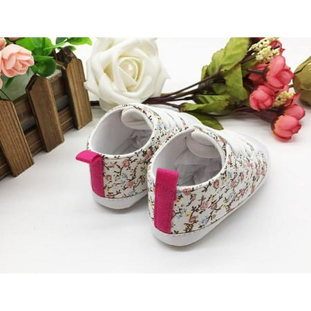 

Binmer Toddler Soft Soled Anti-Slip Baby Canvas Floral Shoes White/12