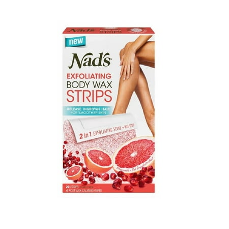 Nad's Exfoliating Body Wax Strips, 20 Count + 4 Post Wax Calming Oil (Best Wax Strips For Sensitive Skin)
