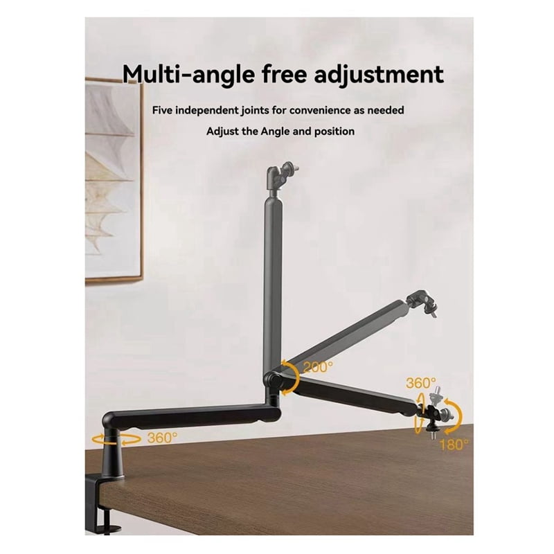 Microphone Bracket, Adjustable 360 ° Suspension Arm, Adjustable Rod Microphone Bracket, with Desktop Mounting Clip,B