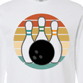 thumbnail image 4 of Inktastic Bowling Pins Ball Bowler Retro Sunset Long Sleeve T-Shirt, 4 of 5
