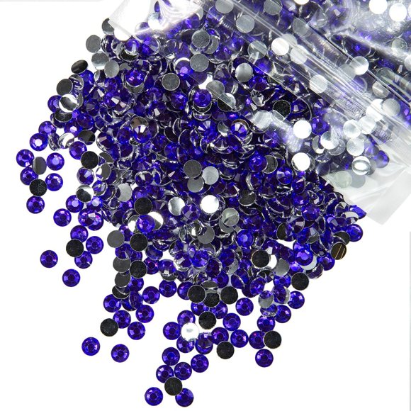 qiipii 5300 piezas de 0.118 in de resina de cristal violeta púrpura para manualidades, piedras de color morado oscuro a granel SS10, diamantes sin fijación por calor, cristales, gemas, dijes para uñas
