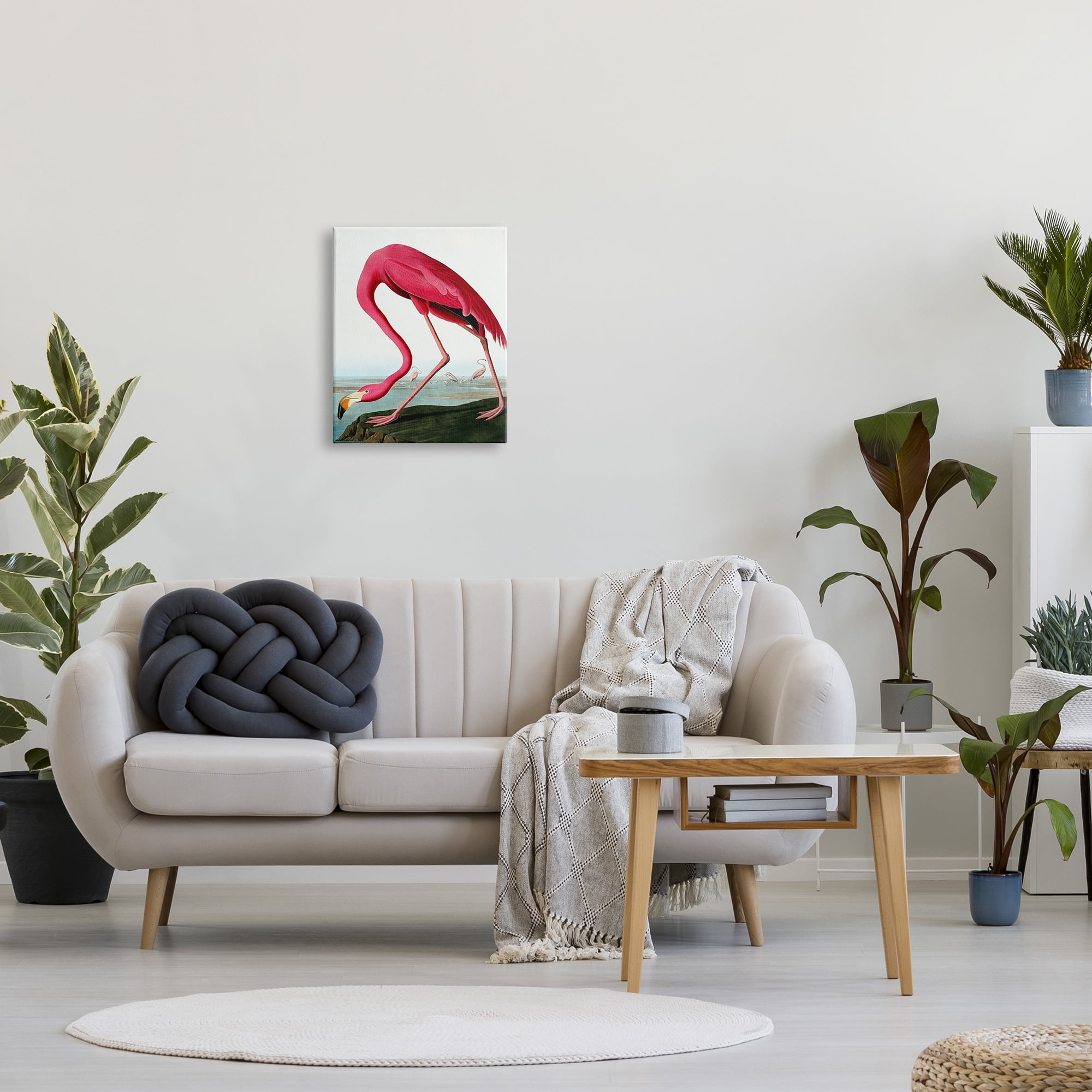 Stupell Industries Flamingo Stepping Near Pond Animals & Insects Painting Gallery Wrapped Canvas Print Wall Art, 16 x 20