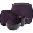 thumbnail image 1 of Gibson Elite Soho Lounge Square 16 Piece Stoneware Dinnerware Set, Purple, 1 of 6