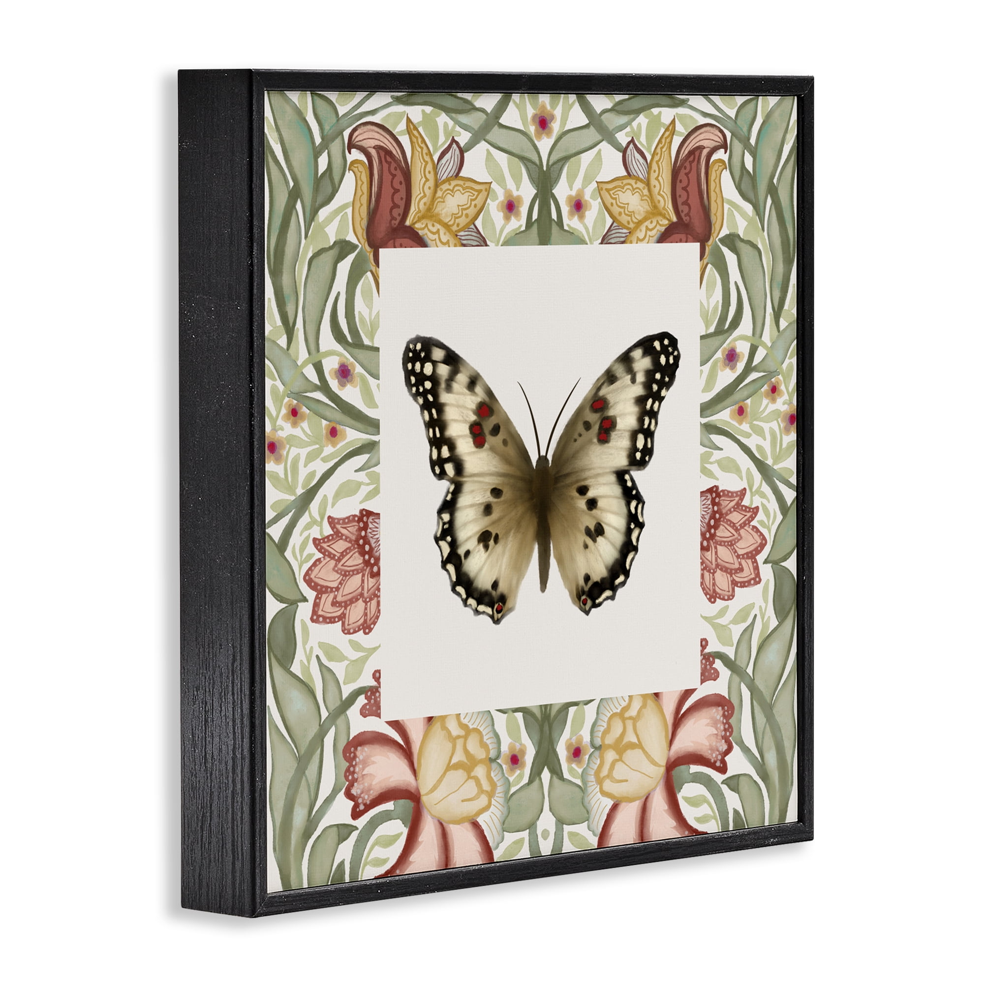 Stupell Industries Warm Toned Baroque Butterfly Black Framed Giclee Art, design by Elizabeth Medley