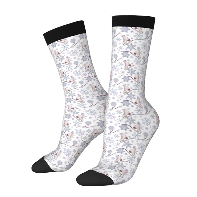 Fotbe Elegant ice skates snowflakes Calcetas Largas con Estampado para Hombre y Mujer – Calcetas de Compresión Transpirables y Elásticas, Viajar y Uso Diario Talla 5-11