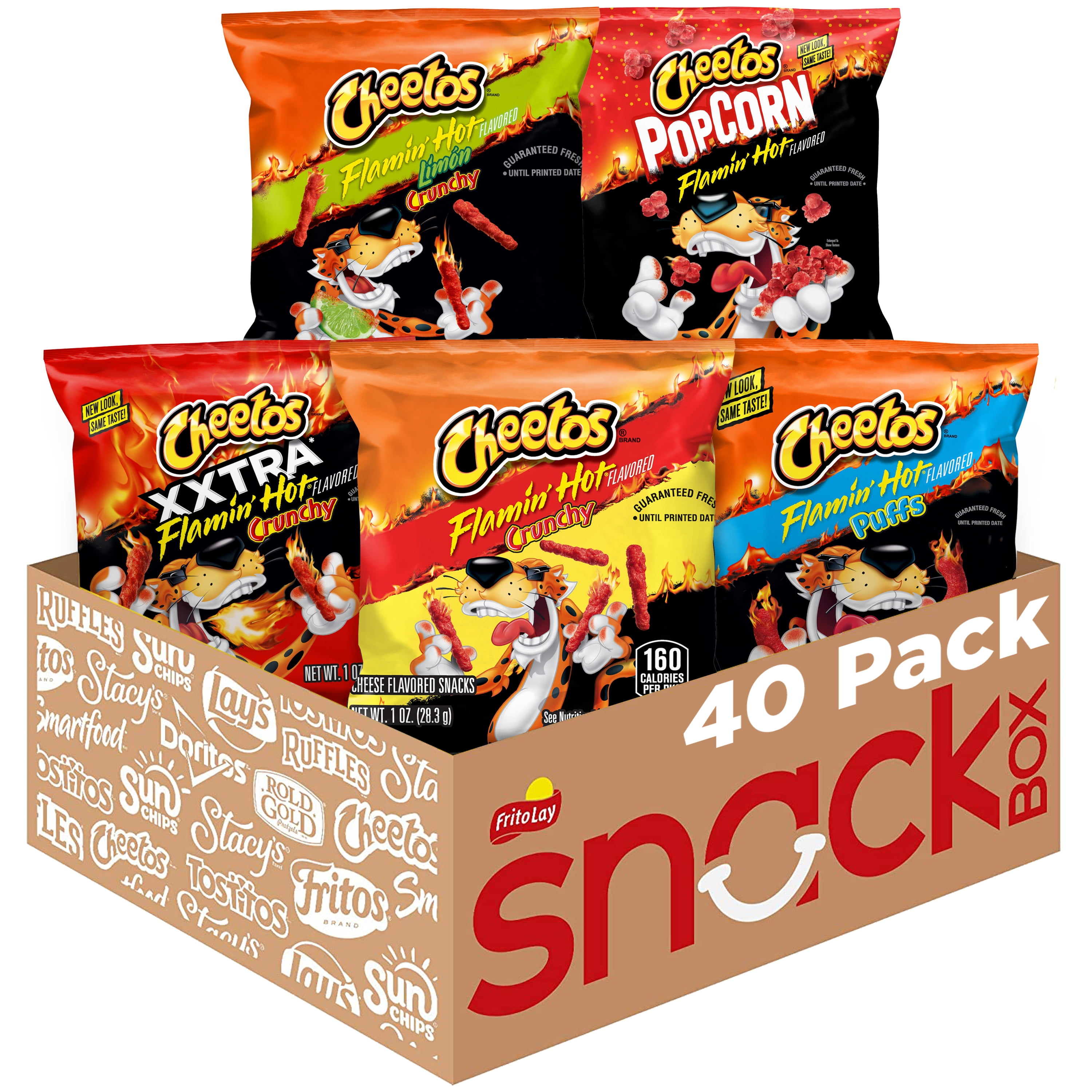 (2 pack) Cheetos Flamin' Hot Mix Variety Pack Snack Chips, 40 Count