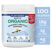 NUFYX Family Owned Organic Plant-Based Protein, Creamy Vanilla, 18g Protein per 100 Calories, USA Grown Peas