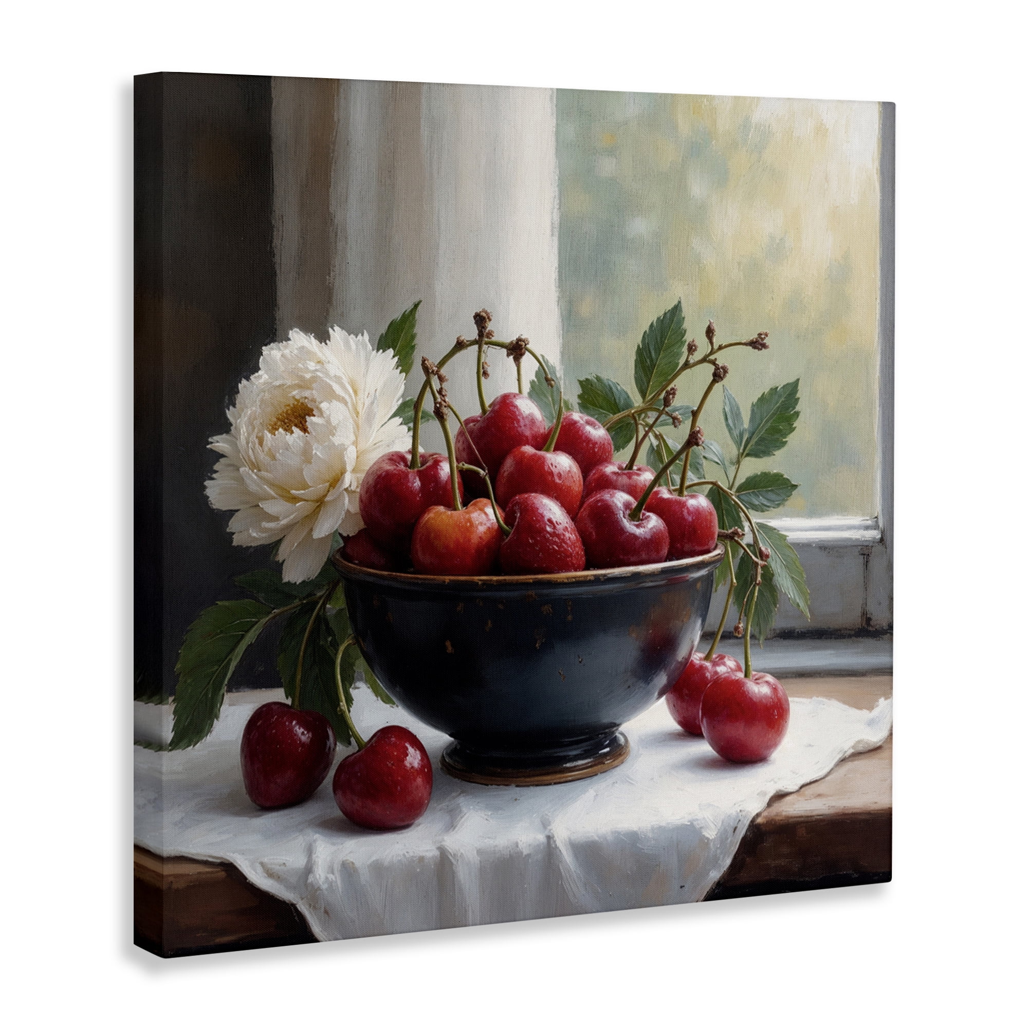Cherry & Blossom Still Life Canvas Wall Art, design by Lettered and Lined