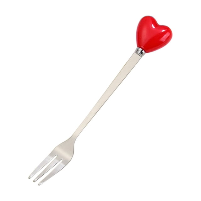 Ohufall Heart Shaped Handle Stainless Steel Cutlery Set Fork And Spoon Set Dinner Forks Stainless Steel Forks Cute Tableware