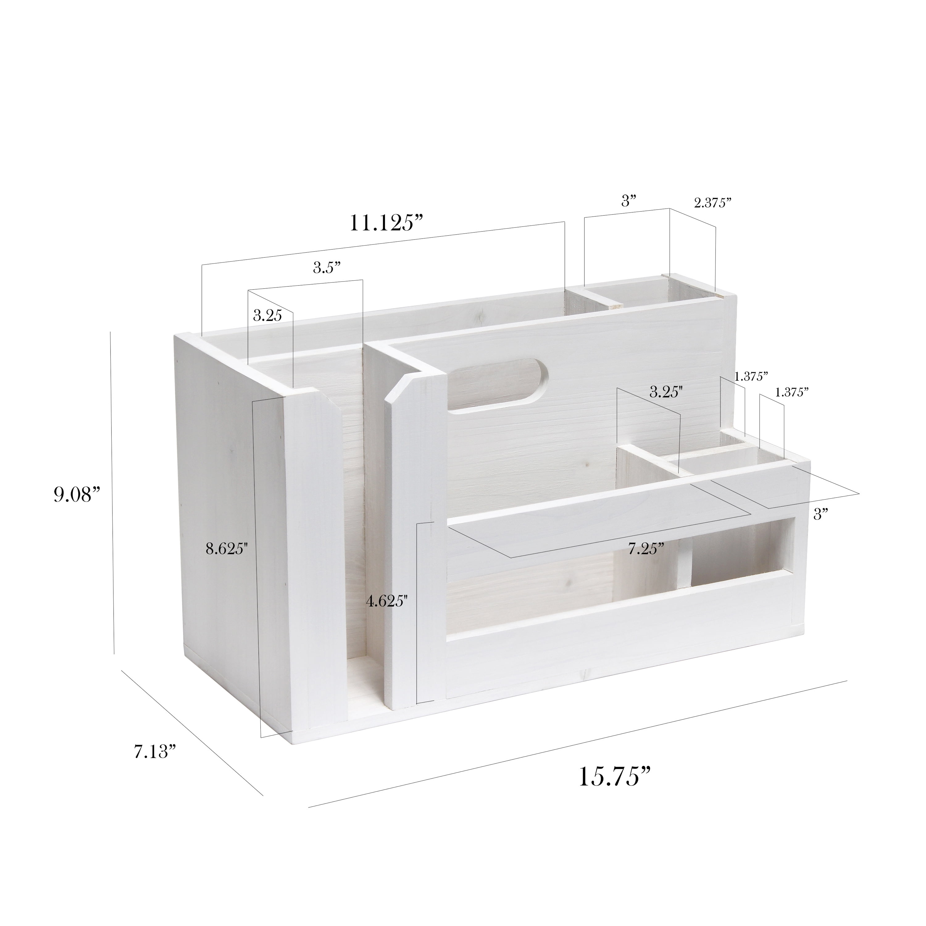 Elegant Designs 15.75" Pantry Picks Farmhouse Wooden Utensil Caddy Condiment Organizer, White Wash