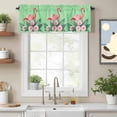 thumbnail image 2 of Flamingo Valance Curtain Pink Flower Leafs Plants Watercolors Green Window Valances Rod Pocket Short Curtains Window Treatments for Kitchen Bedroom Bathroom Laundry 56" x 16", 2 of 9