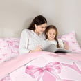 thumbnail image 4 of Erosebridal Letter Monogrammed S Pink Bow Twin Bedding Sets 7-Piece,Floral Cherry Blossoms Bedding Comforter Set,Pink Reversible,Breathable Home Decor, 4 of 6