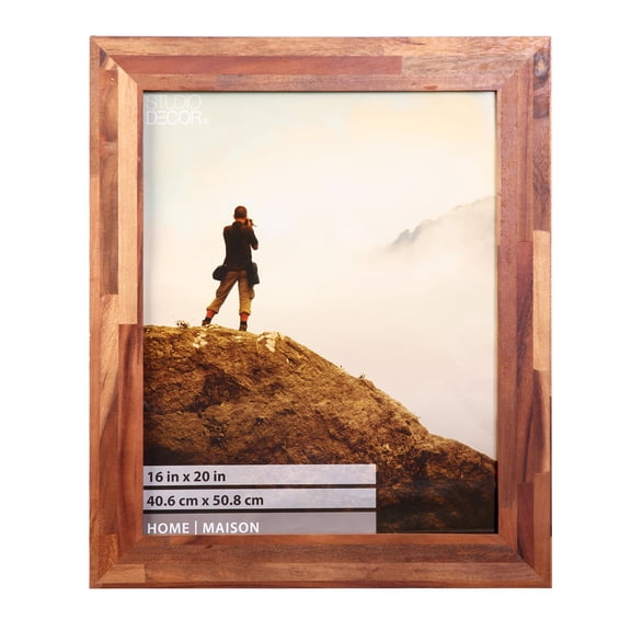 16" x 20" Home Natural Wooden Plank Picture Frame by Studio Decor - Includes Pre-attached Hanging Hardware - Horizontal or Vertical Display - 1 Pack
