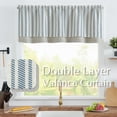 thumbnail image 2 of Curtainking Striped Valance Kitchen Valance for Windows Double Layer Curtains Light Filtering Flax Valance 50x18 inch Length Rod Pocket 1 Panel Blue on Beige, 2 of 8