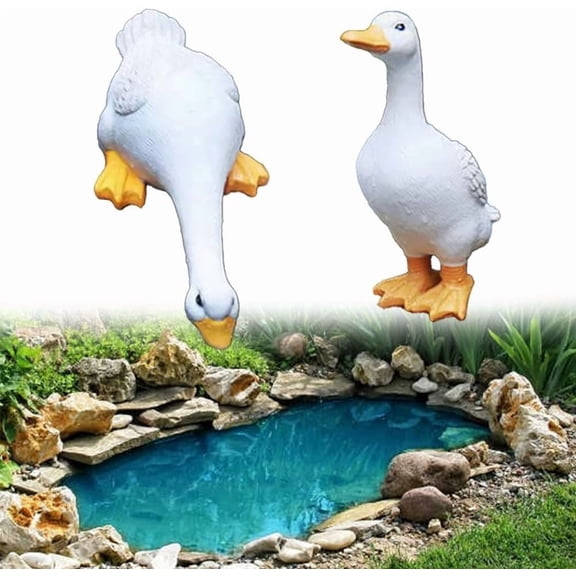 Hand-Painted Resin Duck Statue, Lifelike White Duck Figurine, Weather-Resistant Outdoor Decor for Garden, Patio, Pond, Pool