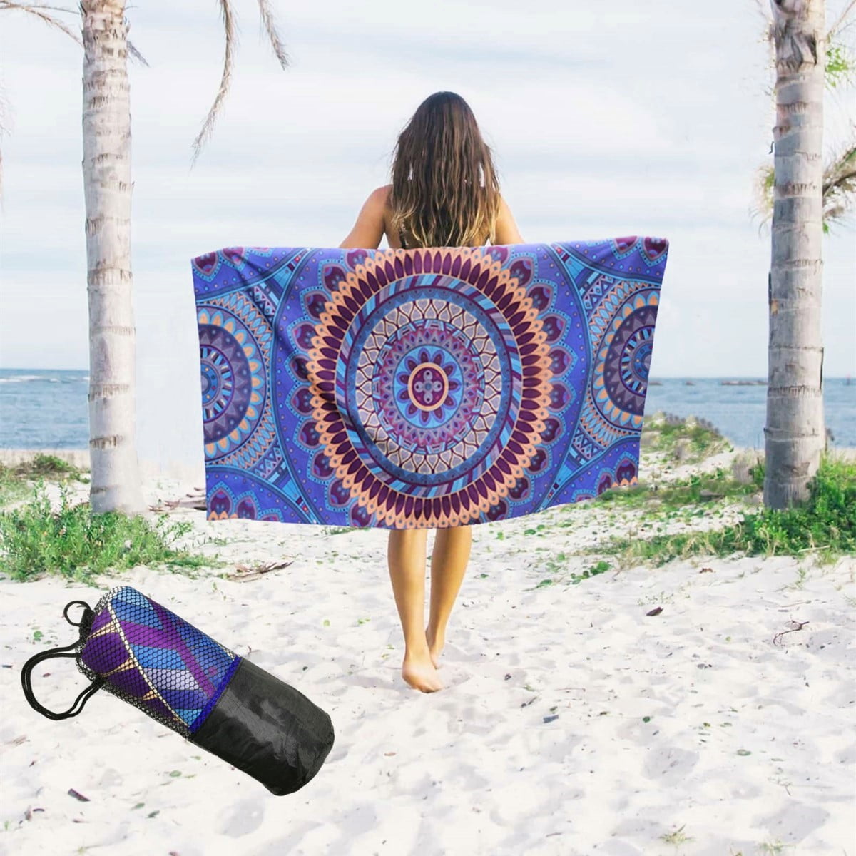 Beach Oversized XXL Quick Dry Soft Lightweight Compact Sand Free Towel 57x82 Travel Swimming OCOOPA OCOOPA Microfiber Beach Towel Perfect for Camping Bohemian, XX-Large 57 x82