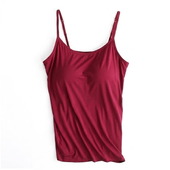 Camisole with Built in Bra, Women Summer Adjustable Spaghetti Strap Basic Sleepwear Workout Yoga Cami Tops(1Pack)
