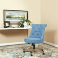 thumbnail image 2 of Pemberly Row Tufted Office Chair in Sky Blue Fabric with Gray Wood Base, 2 of 7