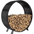 thumbnail image 1 of Round Metal Sheet Firewood Rack by Fireplace Indoor/Beside Fire Pit Outdoor-with Metal Legs,Rustproof,Durable & Stylish Firewood, 1 of 7