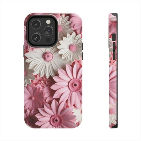 iPhone Tough Case - Flowers Floral Popping 3D Soft Pink Blooming Accessory - iPhone 14 Pro Max