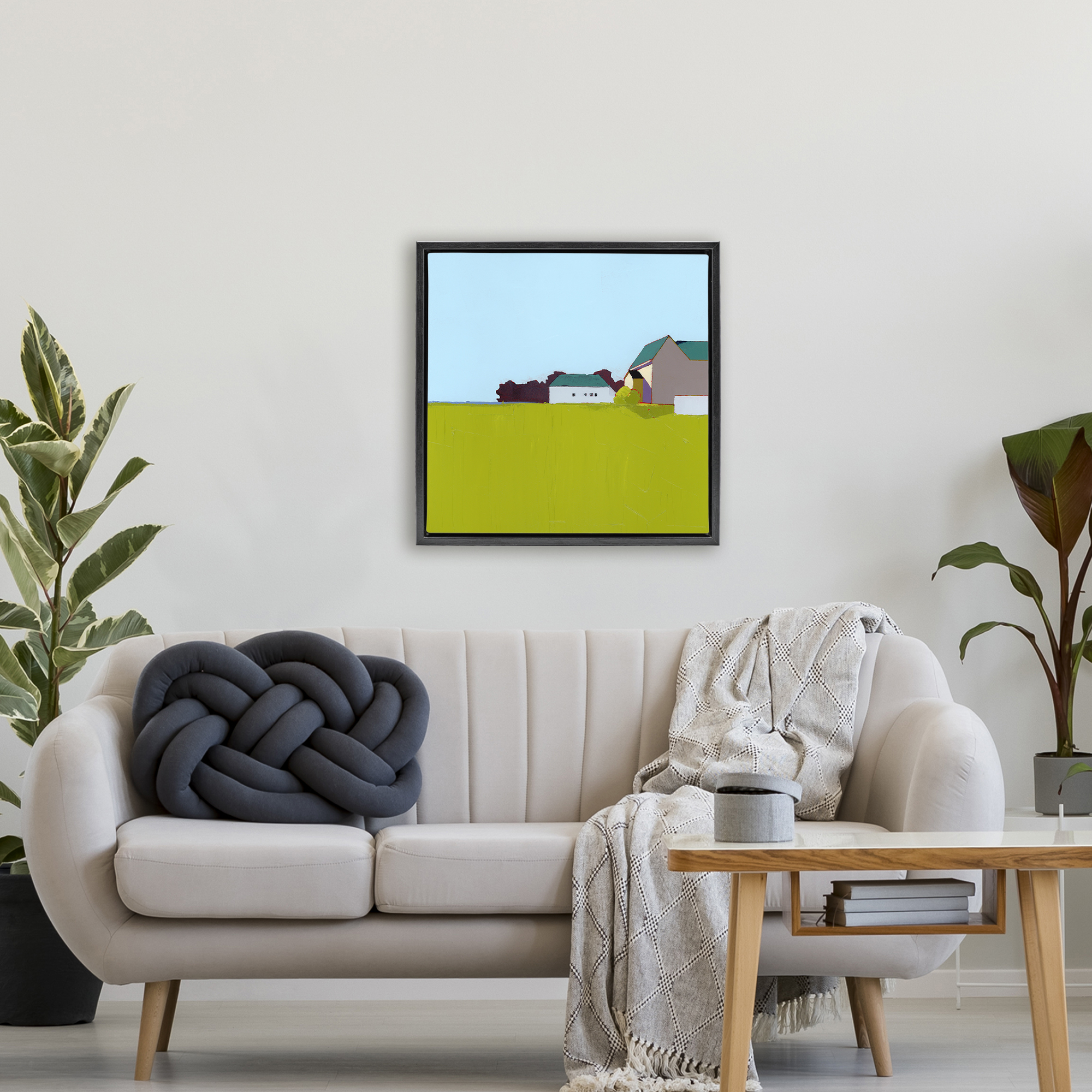 Spring Morning Farm Land Black Framed Floater Canvas Wall Art, design by Ruth LaGue