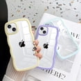 thumbnail image 4 of for iPhone 15 Case Clear Hybrid Wave Frame Shape Silicone Cute Shockproof Utra Thin Protective Phone Cases for iPhone 15 Blue, 4 of 9