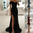 thumbnail image 3 of CENL Women Sequined V Neck Off Shoulder Split Long Dress Evening Party Maxi Dress, 3 of 9
