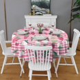 thumbnail image 2 of Strawberry Plants Fruit Leaf Stripe Round Tablecloth 60"x60",Wrinkle Wipeable Table Cloth for Kitchen Dining Room Picnic Patio Party, 2 of 6
