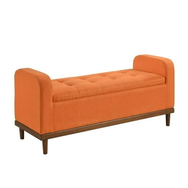 Lexicon Brigitte Fabric Lift Top Storage Bench in Orange