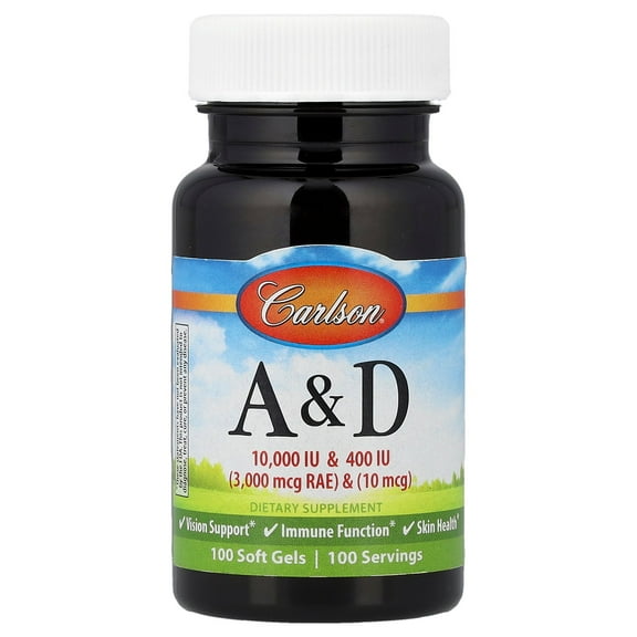 Carlson Laboratories Vitamins A & D 10000 IU & 400 IU 100 Softgel