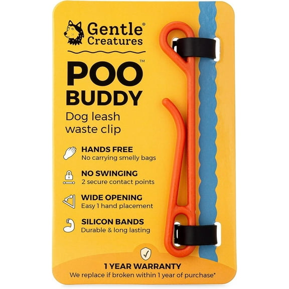 GENTLE CREATURES Poo Buddy - No Swinging Dog Poop Bag Holder For Leash, Dog Waste Bag Holder - Dog Poop Bag Carrier For Puppy And Dogs - Hand Free Dog Poop Clip For Hiking - Leash Attachment
