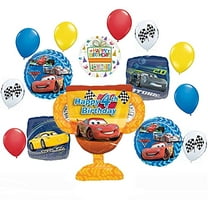Disney Cars Party Supplies Lightning McQueen 4th Birthday Trophy Balloon Bouquet Decorations 15 pieces