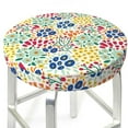 thumbnail image 3 of Kdxio Cartoon Flowers Print Stool Covers Round,Stretch Round Bar Stool Covers Washable Bar Stool Cushion Slipcover for 12-15 Inch Chair, 3 of 7
