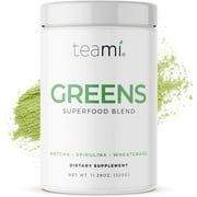 Teami Green Superfood Powder - 32 Servings of Super Greens Powder - 16 Vegan Super Green Non-GMO Mixed Veggie Ingredients, Including Spirulina, Chlorella, Wheatgrass, Spinach, Kale, and Ac